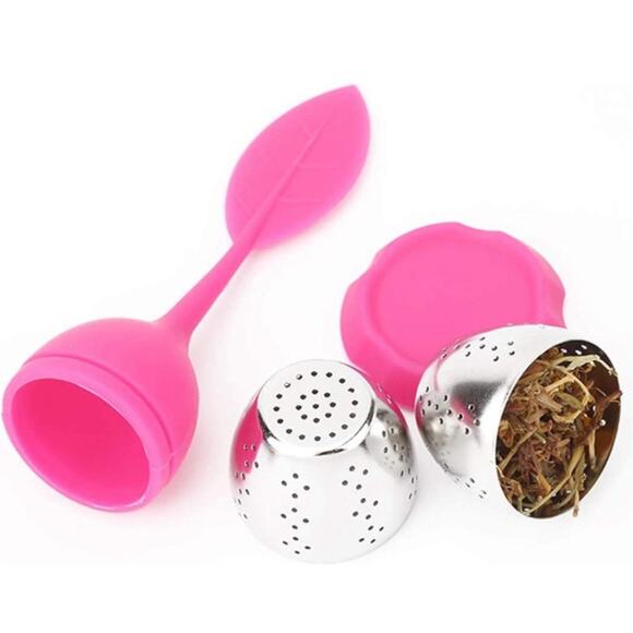 Loose Leaf Tea Infuser with Drip Tray-Pink NIP - Picture 1 of 2